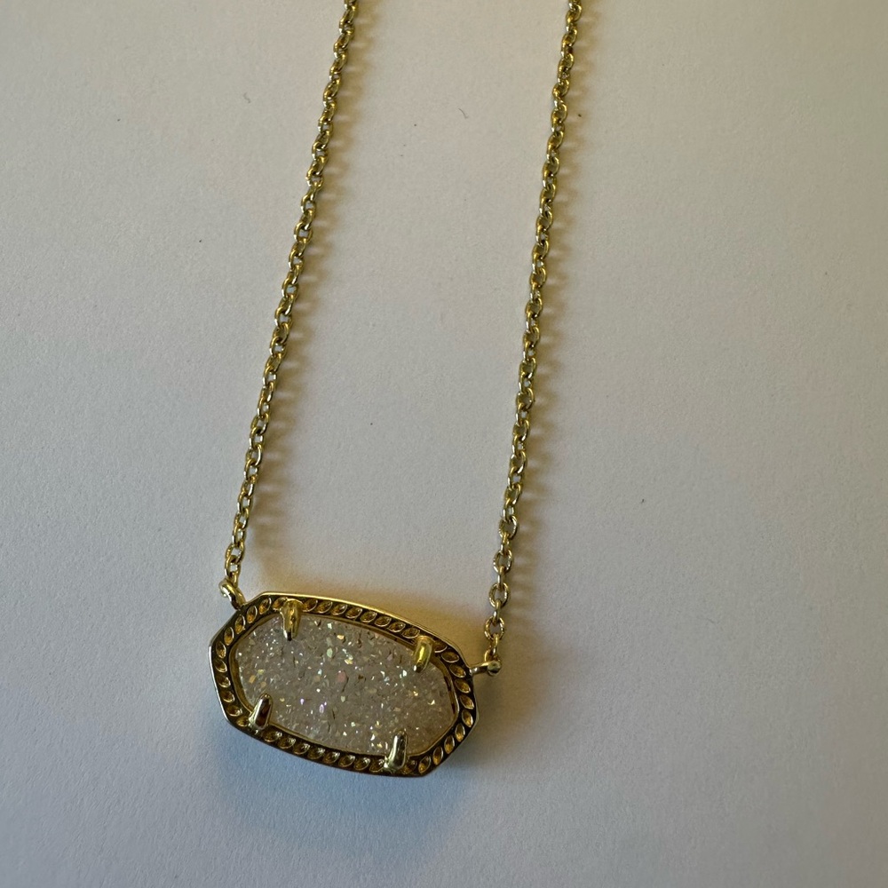 Kendra Scott Elisa Gold Necklace with Iridescent Drusy Pendant